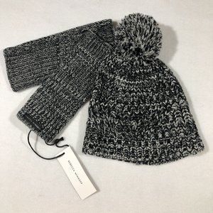 NEW Rebecca Minkoff Womens Marled Set Beanie Armwarmers Black RM3000674-976 $70